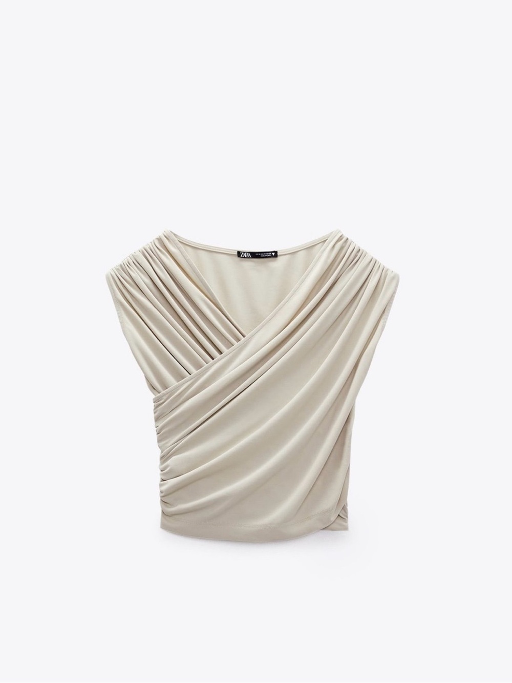Zara Draped Cream Sleeveless Dress, size L